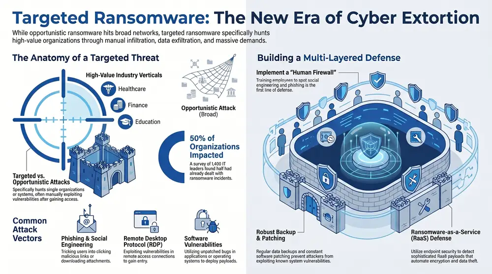 Infographic about Targeted Ransomware Specific Industries and Systems Are Becoming Prime Targets for Ransomware Attacks