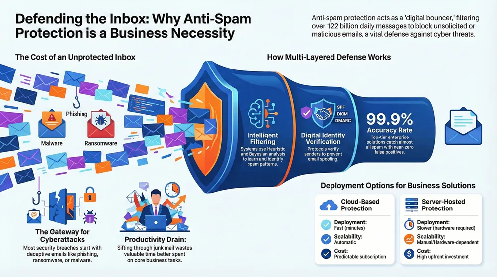 Anti-Spam Protection Explained: How It Works and Why It Matters 9 Infographic about Anti-Spam Protection