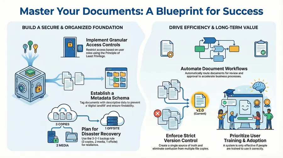 Infographic about 10 Essential Document Management System Best Practices for 2025