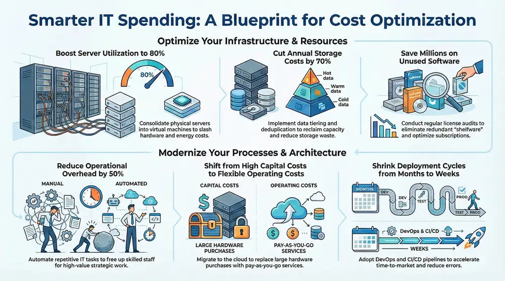 Infographic about 10 Proven IT Cost Optimization Strategies for 2025