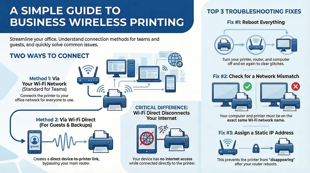 How to Connect to a Wireless Printer: A Guide for Businesses 9 Infographic about How to Connect to a Wireless Printer
