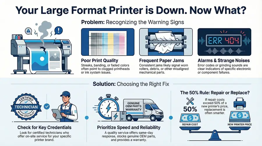 Go Big or Go Home: Large Format Printer Repair Guide 9 Infographic about Large Format Printer Repair