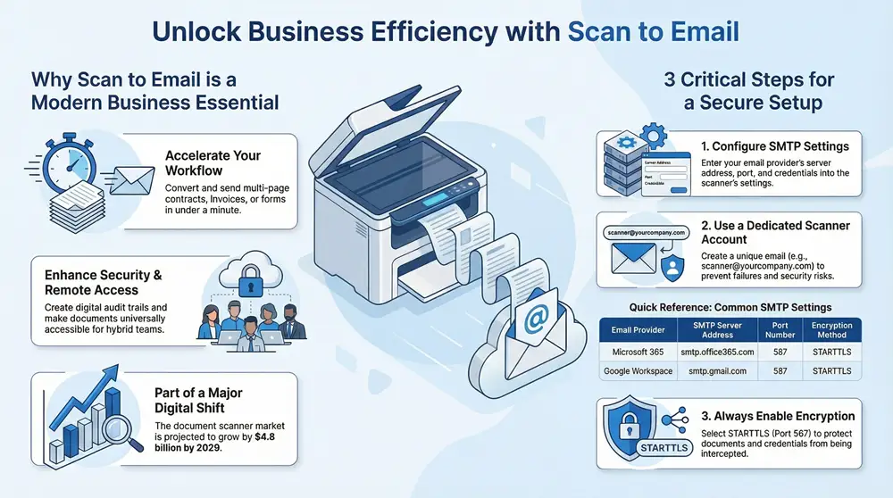 Infographic about Scan to Email From Any Device or Scanner