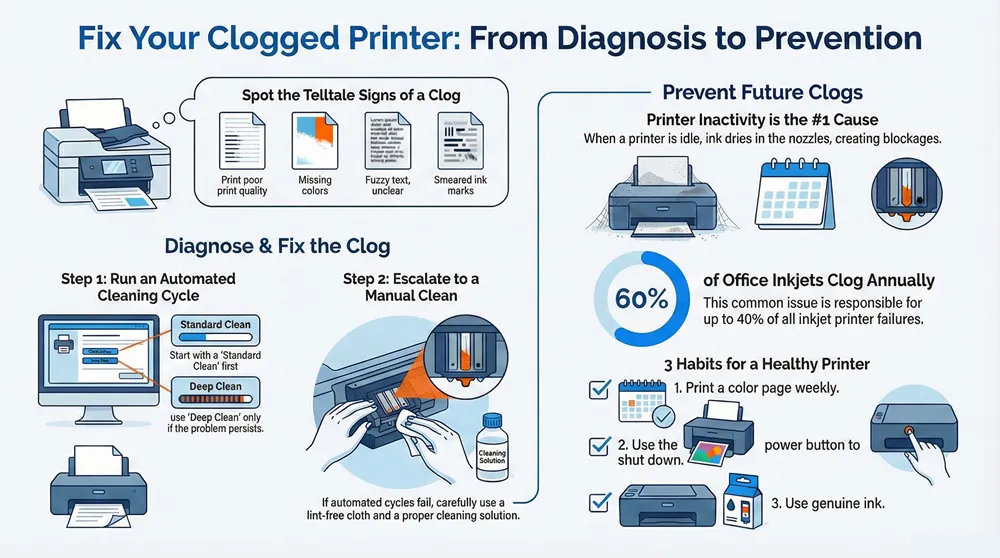 How to Fix a Clogged Print Head for Good 9 clogged print head infographic