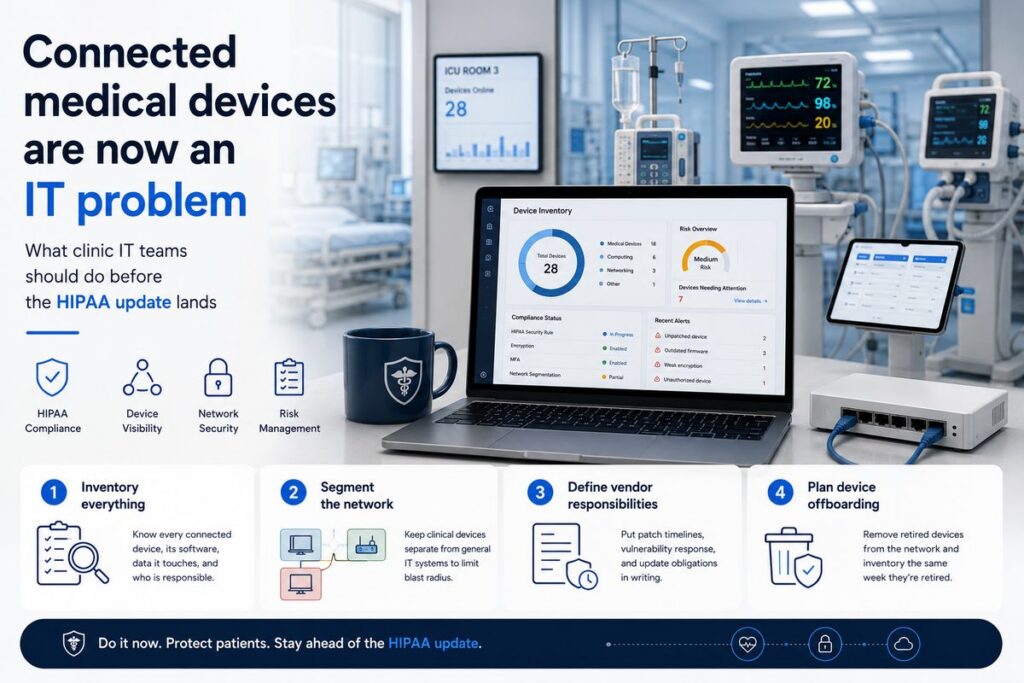 Connected medical devices are now an IT problem: what clinic IT teams should do before the HIPAA update lands
