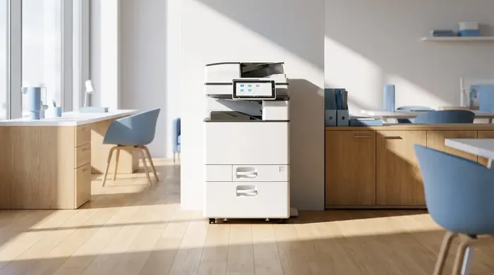New copier set up in a bright office