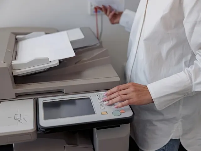 A document being scanned on a copier
