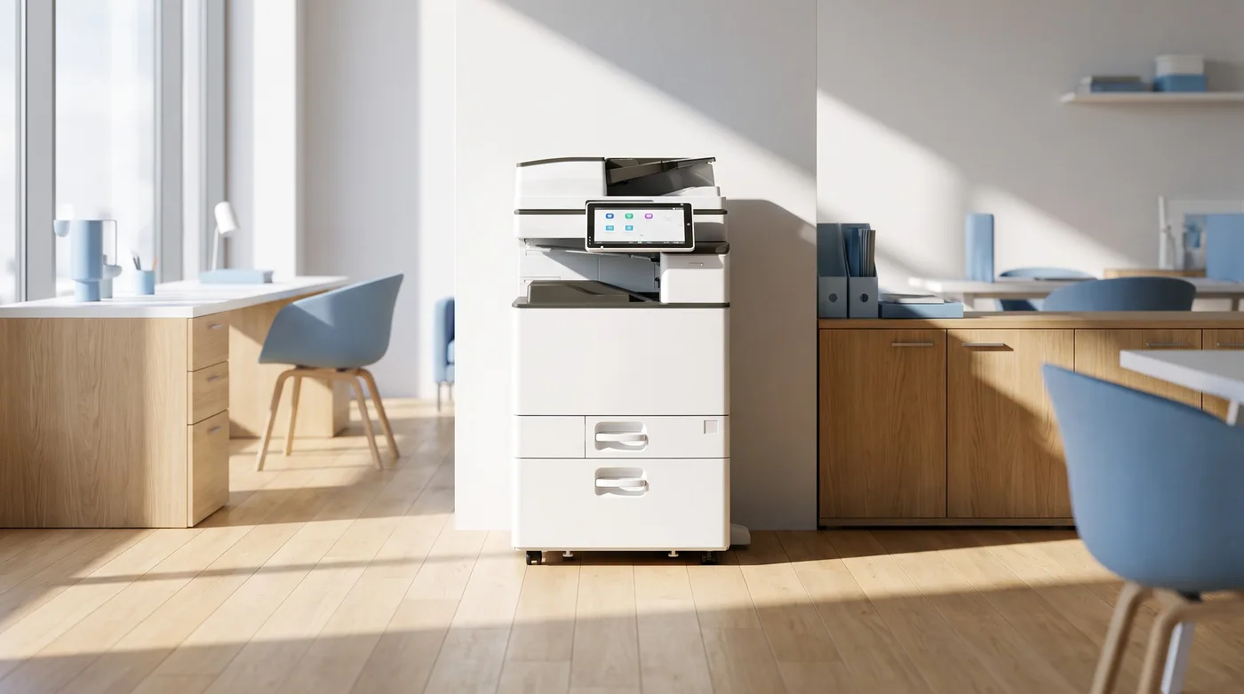 A new multifunction copier in a bright office