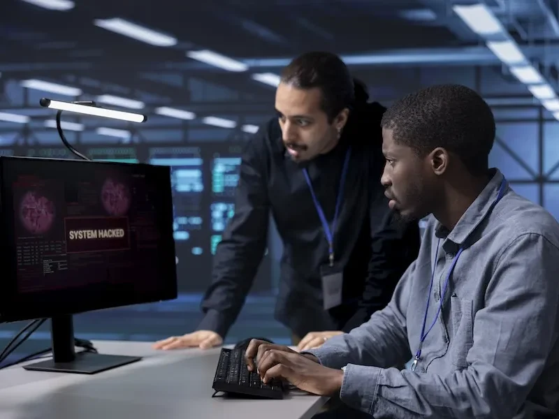 Coworkers trying to fix server issue